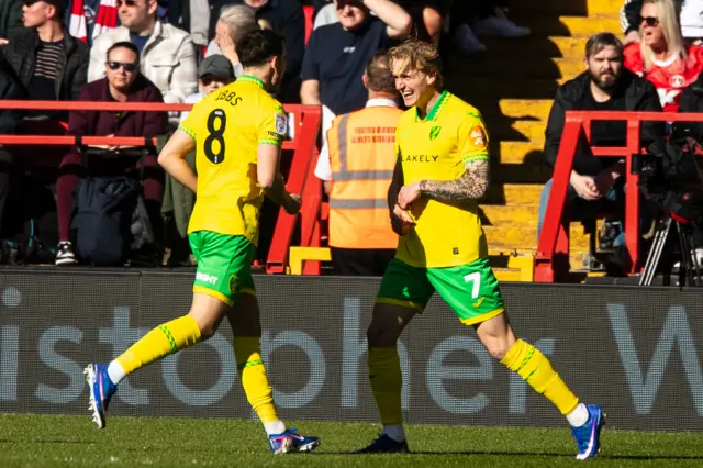 Pelle Mattsson of Norwich City celebrates his goal