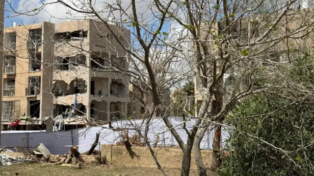 The scene in Arad on Sunday morning