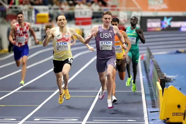 Cooper Lutkenhaus approaches the finish line to win the gold medal