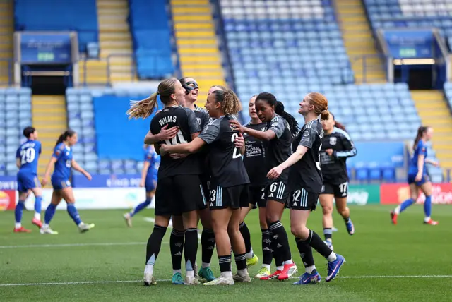 Aston Villa players celebrate in WSL
