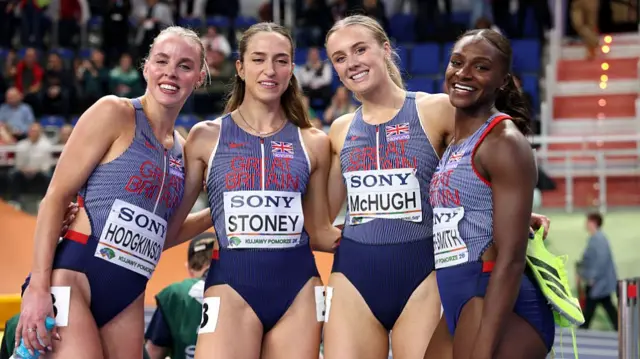 Keely Hodgkinson, Louisa Stoney, Tess Mchugh and Dina Asher-Smith of Great Britain