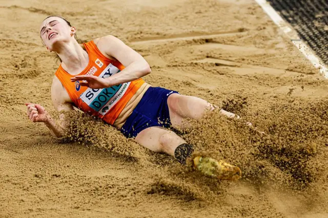 ofie Dokter competing on the Women's Long Jump Pentathlon