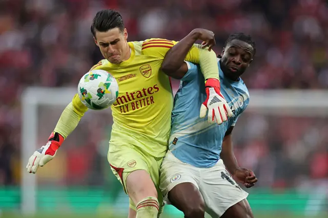 Kepa Arrizabalaga and Jeremy Doku