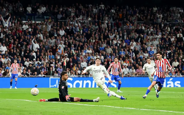 Federico Valverde of Real Madrid scores