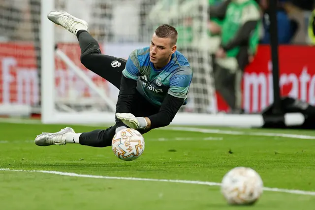 Real Madrid's Ukrainian goalkeeper #13 Andriy Lunin