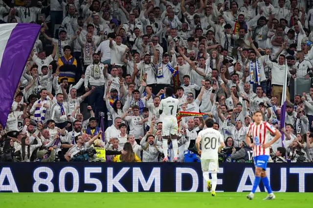 Vinicius Junior of Real Madrid celebrates scoring his team's third goal