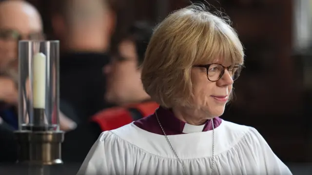 Archbishop of Canterbury Sarah Mullally, pictured earlier this year wearing religious attire and glasses