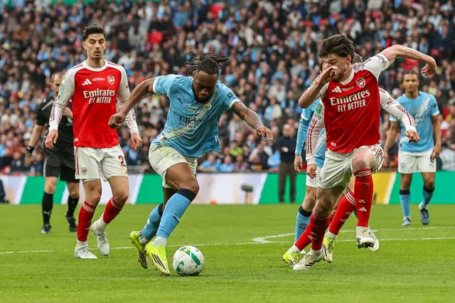 Antonie Semenyo of Manchester City makes a run with the ball
