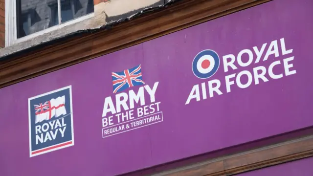 A UK armed forces recruitment centre sign