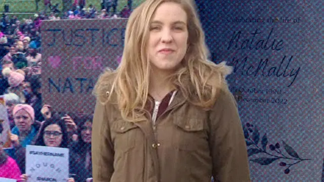 Natalie McNally with long blonde hair wearing a green coat.