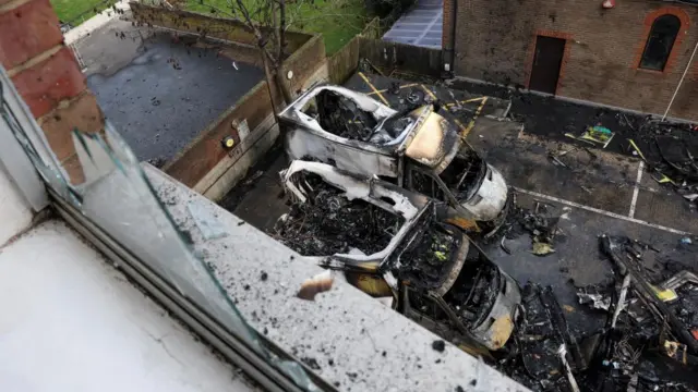 Fire damaged ambulances, among the four ambulances belonging to Hatzola, a Jewish community organisation, that were set on fire in an incident that the police say is being treated as an antisemitic hate crime, in north-west London
