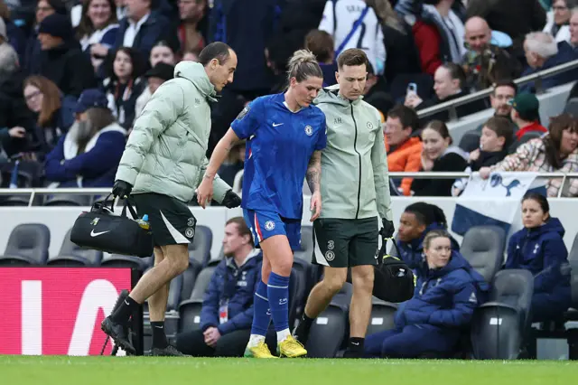 Millie Bright of Chelsea walks off injured