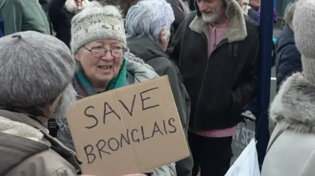 Hundreds of people have protested over the future of the stroke unit in Bronglais