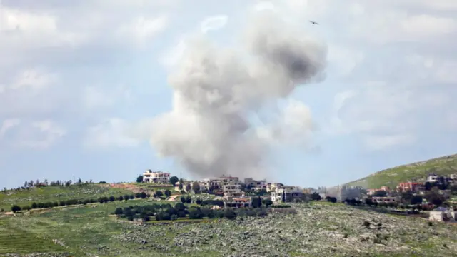 Smoke rises after an Israeli strike in southern Lebanon