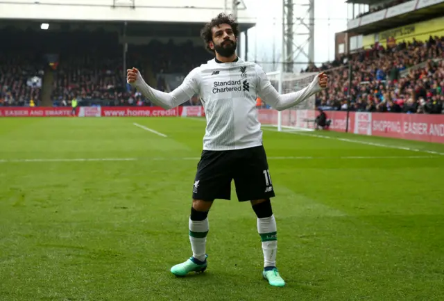 Mohamed Salah celebrates