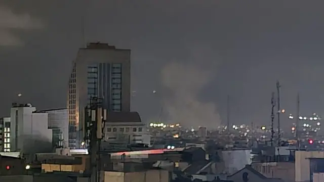 Explosions lighting up the skyline