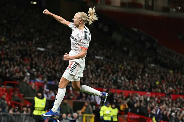 Harder fist pumps the air to celebrate her second goal