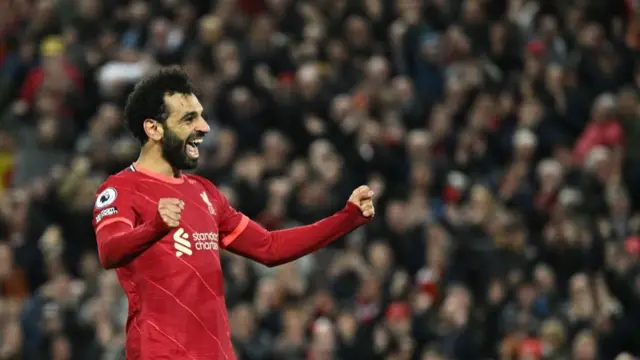 Mohamed Salah celebrates
