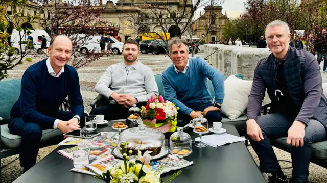 BBC Sport NI's Stephen Watson, Stuart Dallas, Gianfranco Zola and Stephen Craigan