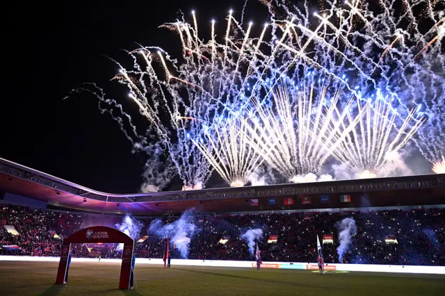 Firework display pre kick off in Prague