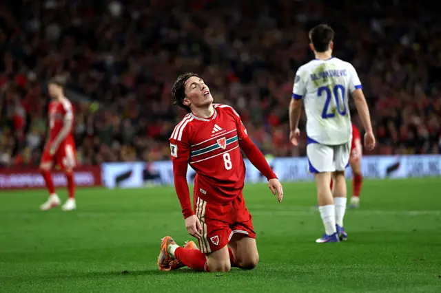 Wilson reacts to the full time whistle