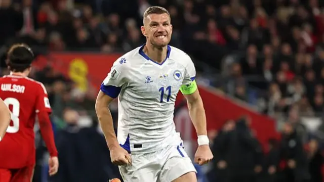 Edin Dzeko celebrates