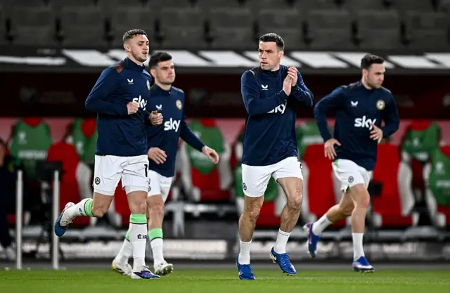 Coleman leads the ROI squad out to warm up
