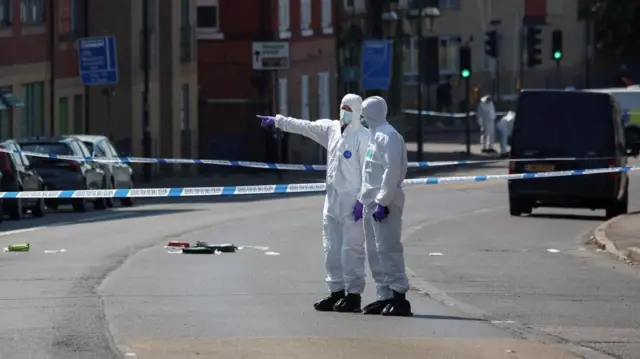A police cordon in Nottingham after the attacks