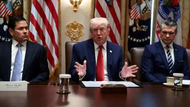 Trump speaks during a White House cabinet meeting