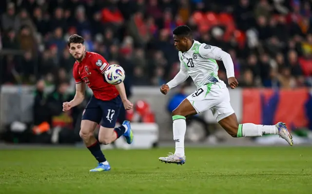 Ogbene chases down his opposite number