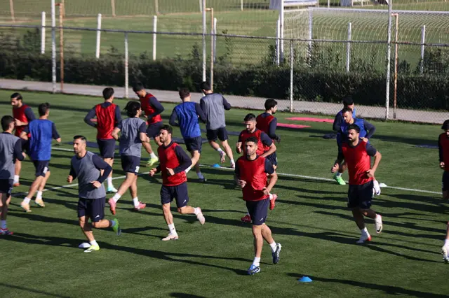 Iranian National Football Team players attend a training session on the field of the hotel