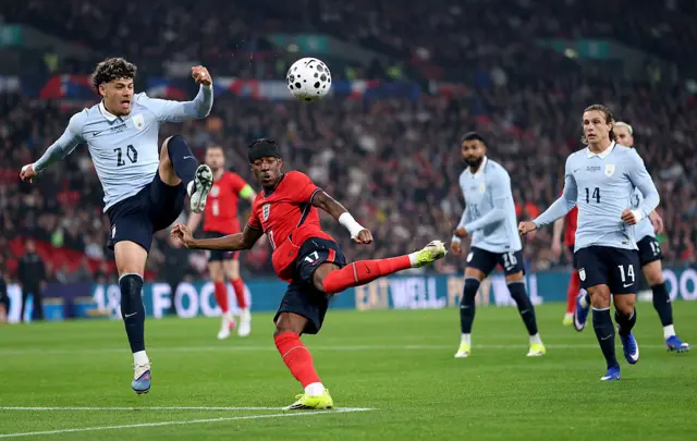 Madueke has the ball nicked off his toes