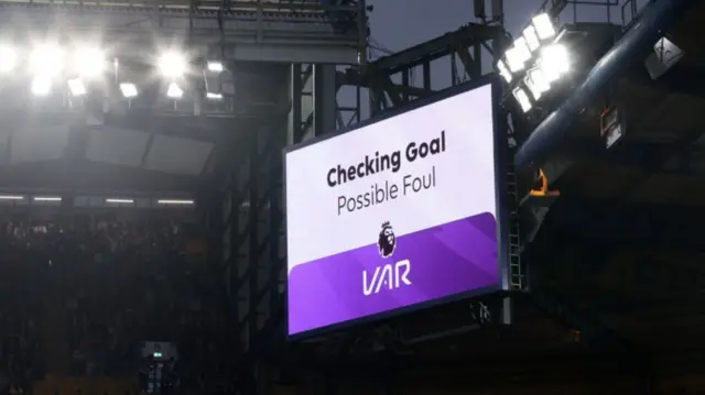 VAR screen in a Premier League ground