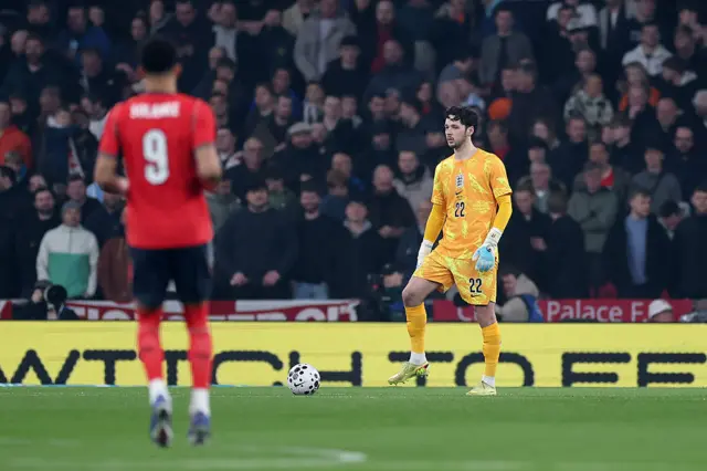 Trafford controls the ball with his feet