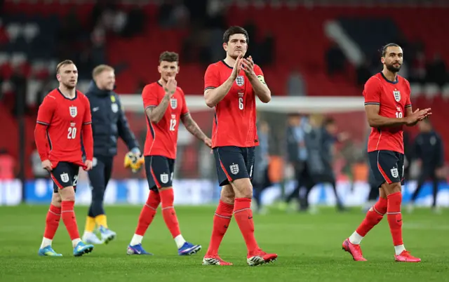 England players applaud fans