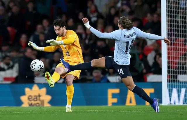 Trafford clears the ball