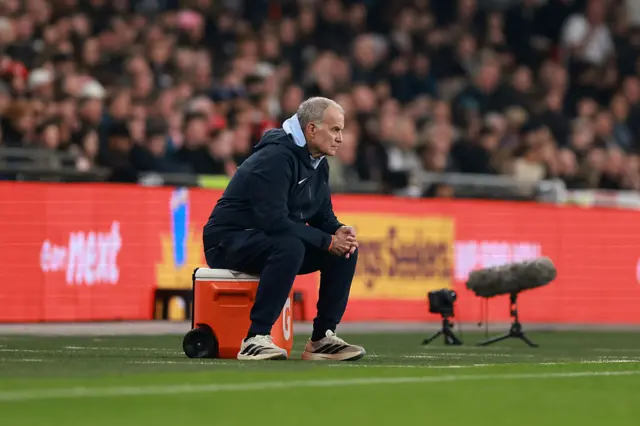 Bielsa sits on his drinks cooler