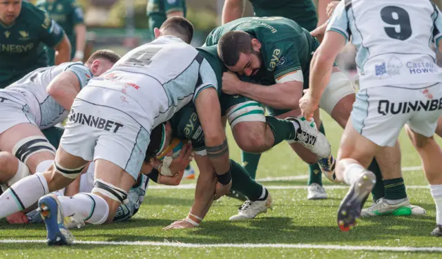 Connacht vs Ospreys. Connacht's Shamus Hurley-Langton scores as try supported by Paul Boyle