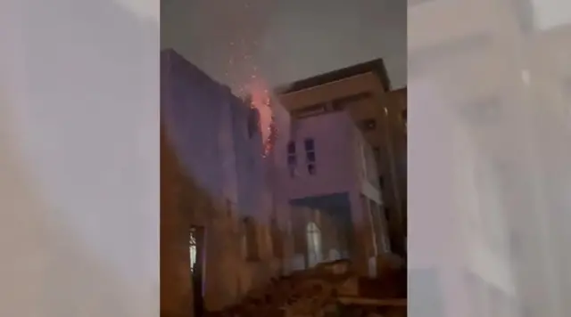 A video clip shows a fire burning in the location of the language faculty of Iran University of Science and Technology (IUST)