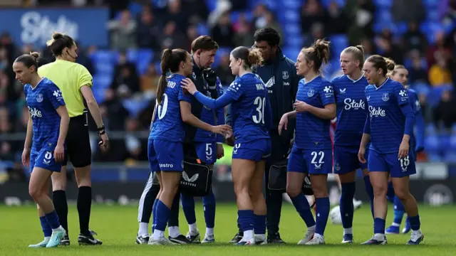 Inma Gabarro of Everton receives medical treatment