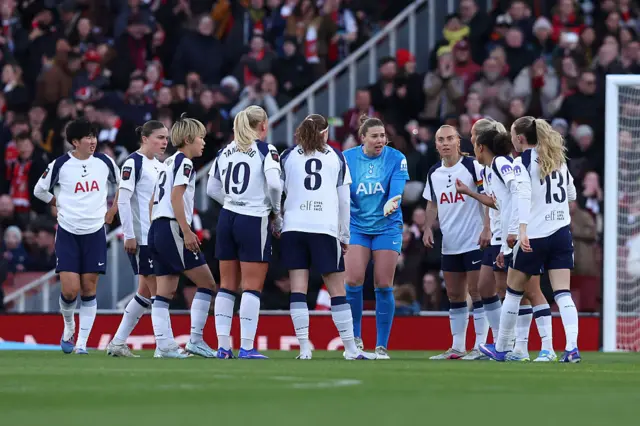 Tottenham players lead an inquest after arsenal score two quick goals