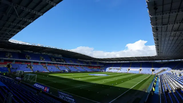 Reading's Select Car Leasing Stadium before kick-off against Wigan with a bright blue sky above the ground