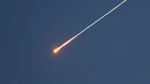 A missile fired at Israel from Yemen