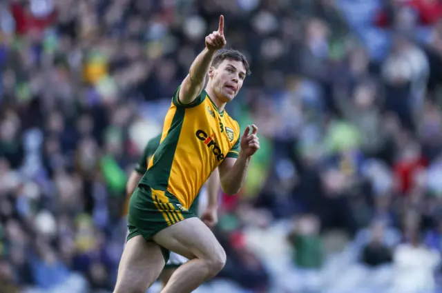 Donegal's Conor O'Donnell celebrates after scoring his side's first goal