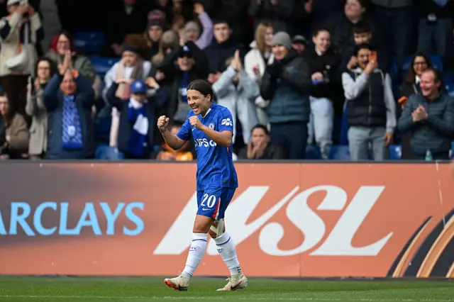 Kerr celebrates getting the equaliser for Chelsea