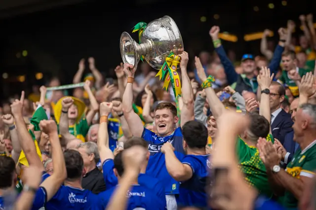 Gavin White lifts the Sam Maguire Cup