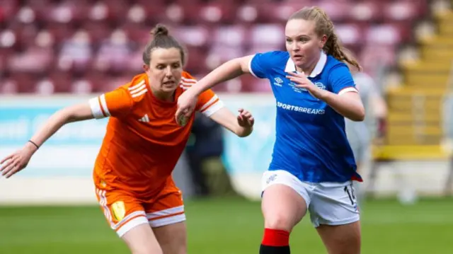 Glasgow City's Hayley Lauder and Rangers' Mia McAulay