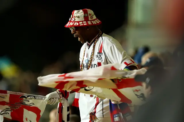 England fans look on during the 2027 FIFA Women's World Cup Qualifier between Ukraine and England at Mardan Sports Complex on March 03, 2026.