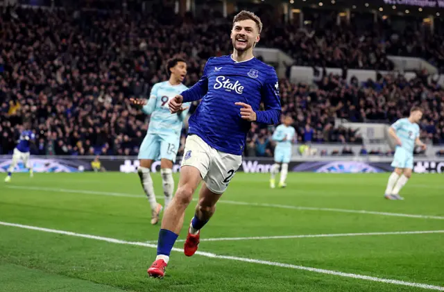 Kiernan Dewsbury-Hall of Everton celebrates scoring his team's second goal
