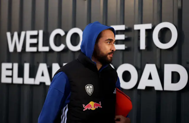 Dominic Calvert-Lewin of Leeds United arrives at the stadium